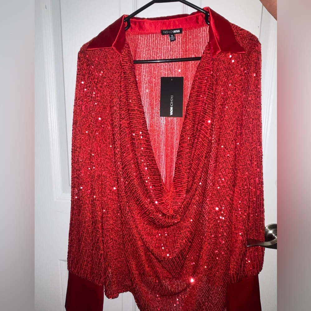 NWT Red sequin top